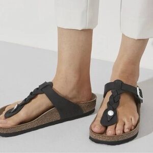 Birkenstock Gizeh braided black oiled leather sandals